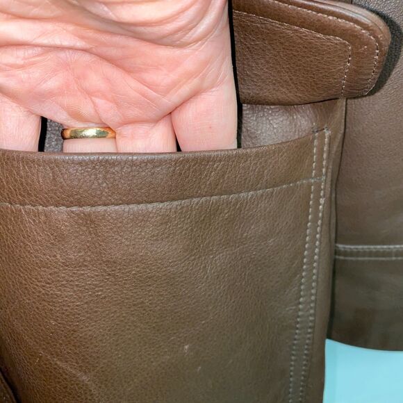 VTG TOGETHER | Leather Chocolate Brown Long Double Breasted Trench  |‎ 16 Tall - Picture 5 of 10